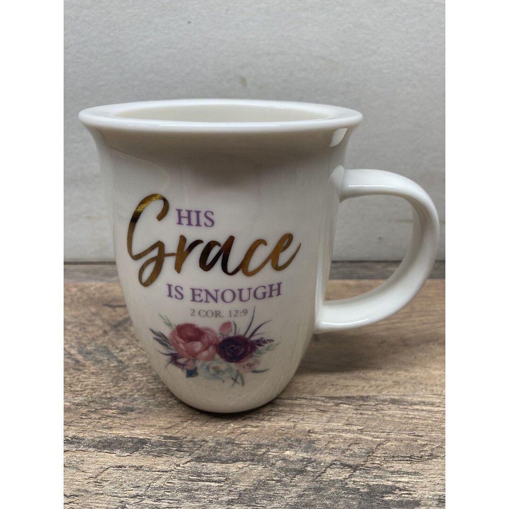 Christian Art Gifts Ceramic‎ Mug and Coaster His Grace is Enough 2 Cor 12:9